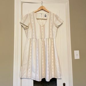 Linen Aztec Dress - Cream